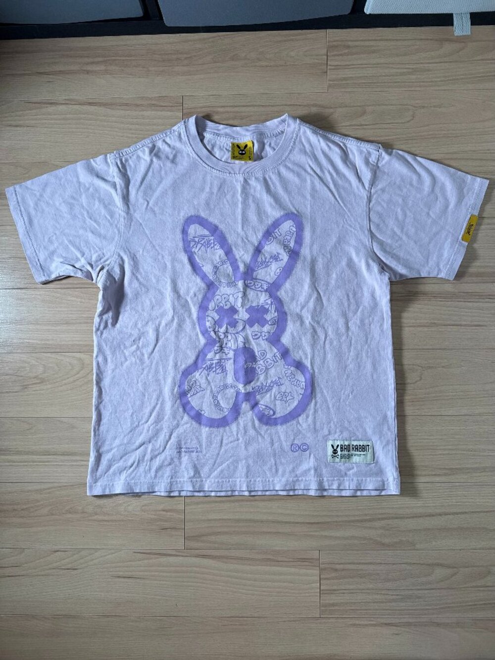 Bad Rabbit Club Double Bad Studio Doodle Monogram Graphic Tee Lilac Purple S